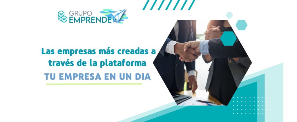 Las empresas más creadas a través de la plataforma TU EMPRESA EN UN DIA